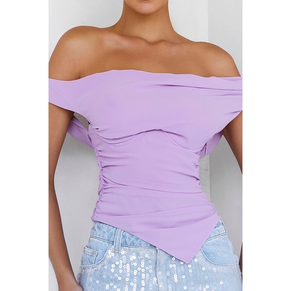 misstress rocks / house of cb off shoulder lilac corset